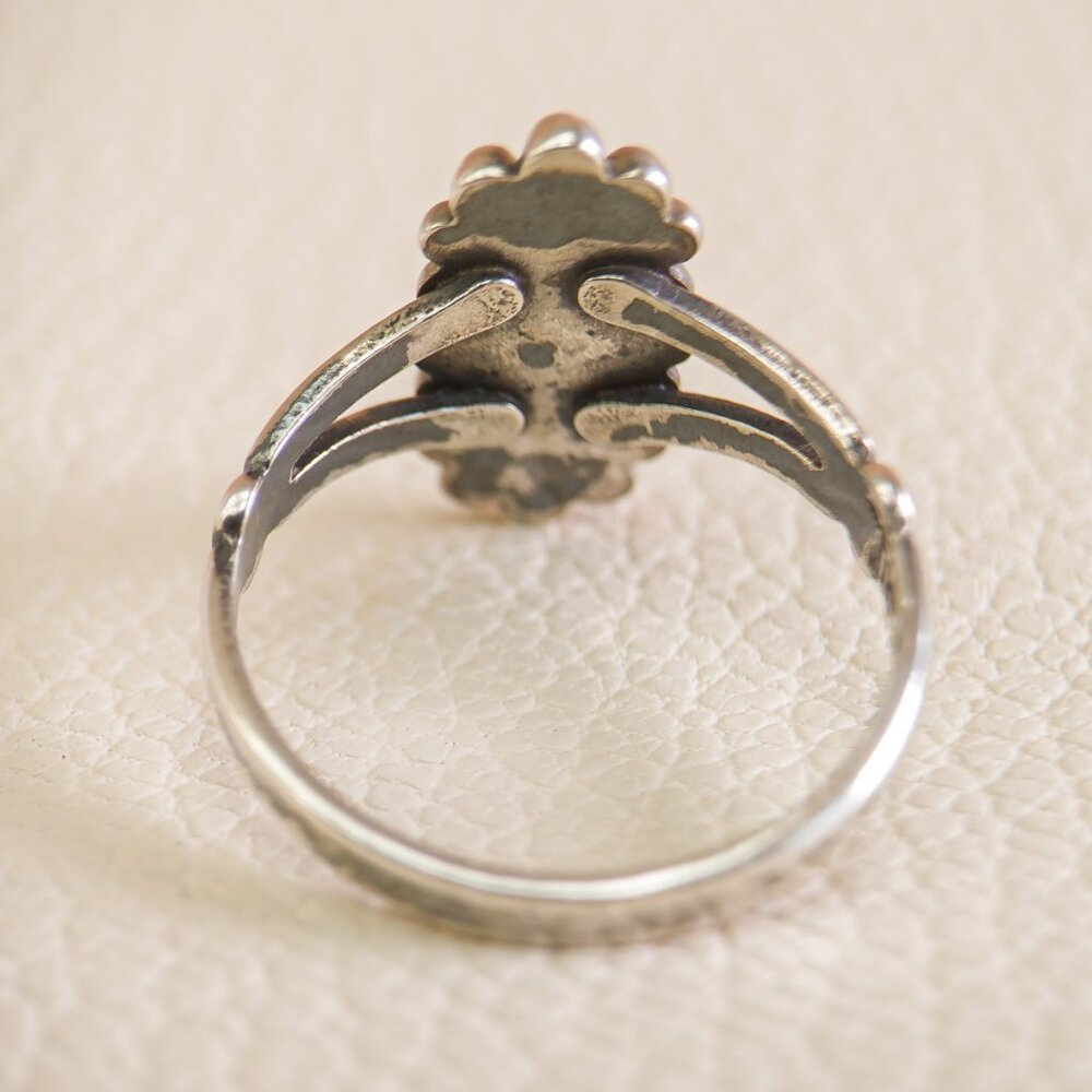 Vintage Bell Trading Post Sterling Silver Turquoise Split-Shank Ring, Size 6.75 - Picture 5 of 7